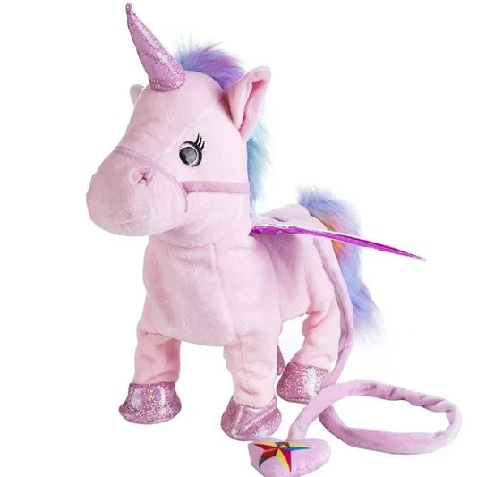 Pinkes Plüsch-Lauf-Einhorn mit Flügeln und Leinen-Fernbedienung