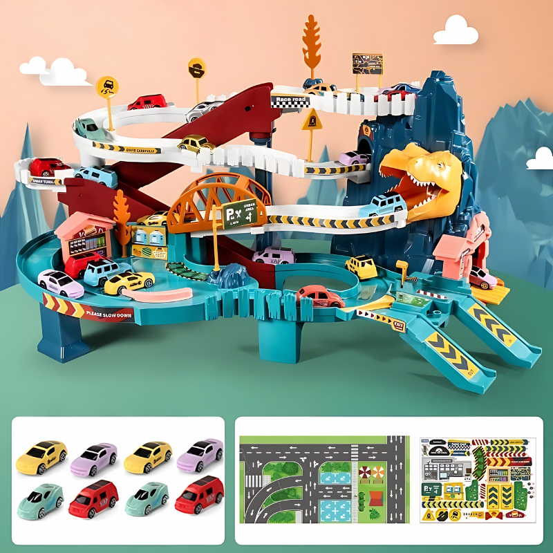 Interaktives Rennbahn-Spielset für Kinder mit automatischem Förderband