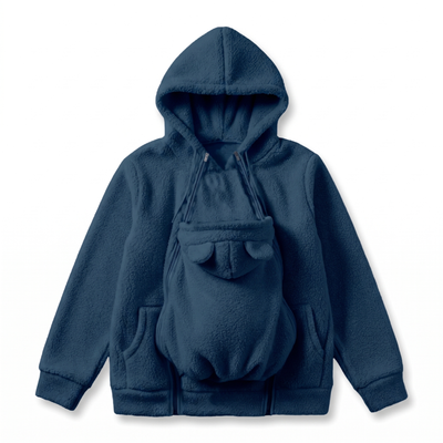 Fleece-Babytrage-Hoodie mit einzippbarer Känguru-Tasche