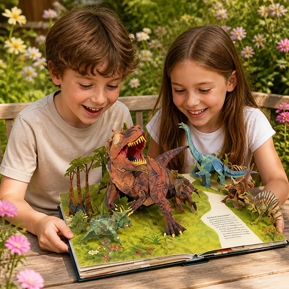 Interaktives 3D-Pop-up-Dinosaurier-Lexikon für Kinder