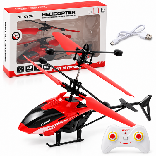 Mini-RC-Hubschrauber mit Gyro – Rot, Metallrahmen