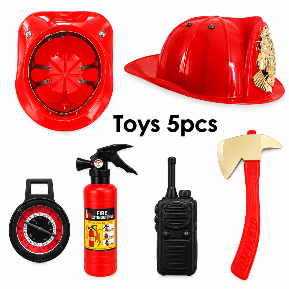 Kinder-Feuerwehrmann-Kostümset mit Helm & Zubehör