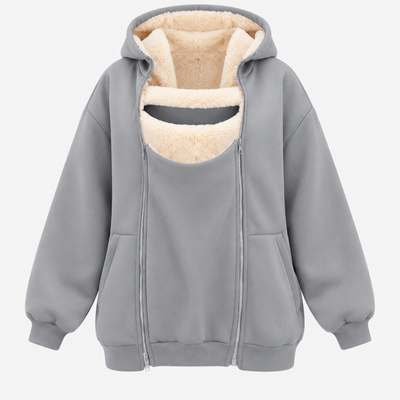 Winter-Umstandsjacke mit Känguru-Tragetasche – Babytrage-Hoodie