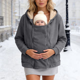 2-in-1 Zip-Fleece-Babytragejacke – Weicher Sweatshirt-Mantel mit Känguru-Tasche Miniaturbild 3