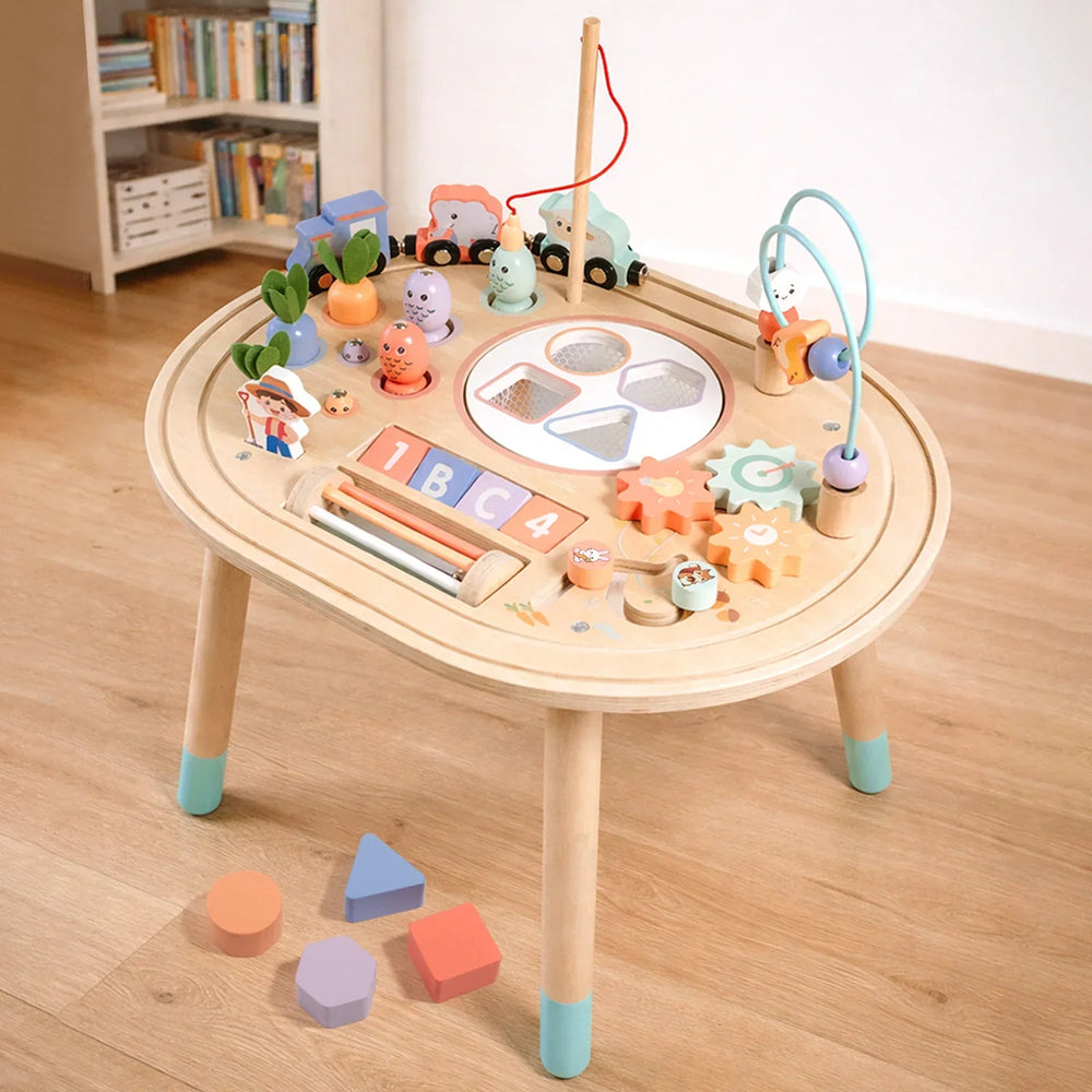 10-in-1 Holz-Montessori-Aktivitätstisch für Kleinkinder