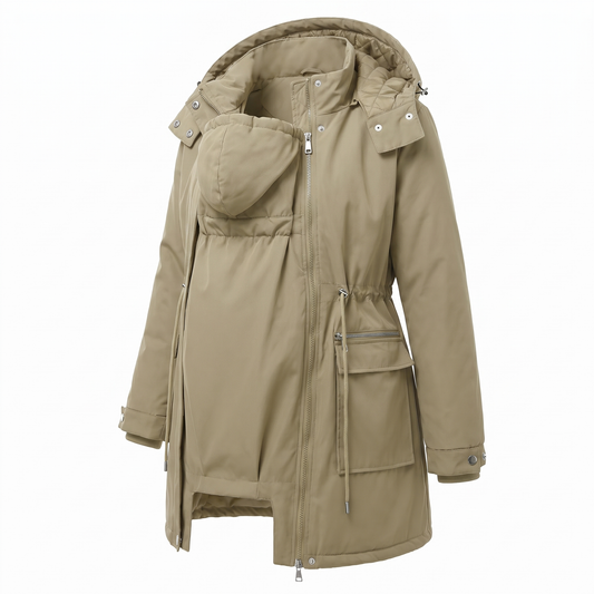 3-in-1 Umstands-Winterparka, abnehmbarer Steppmantel in Schwarz